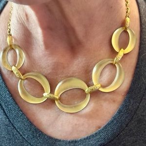 Alexis Bittar gold lucite and chain necklace.